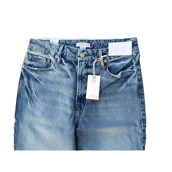 Good American Women's The Weekender Relaxed Fit Straight Leg Indigo339 Jeans - Picture 11 of 15